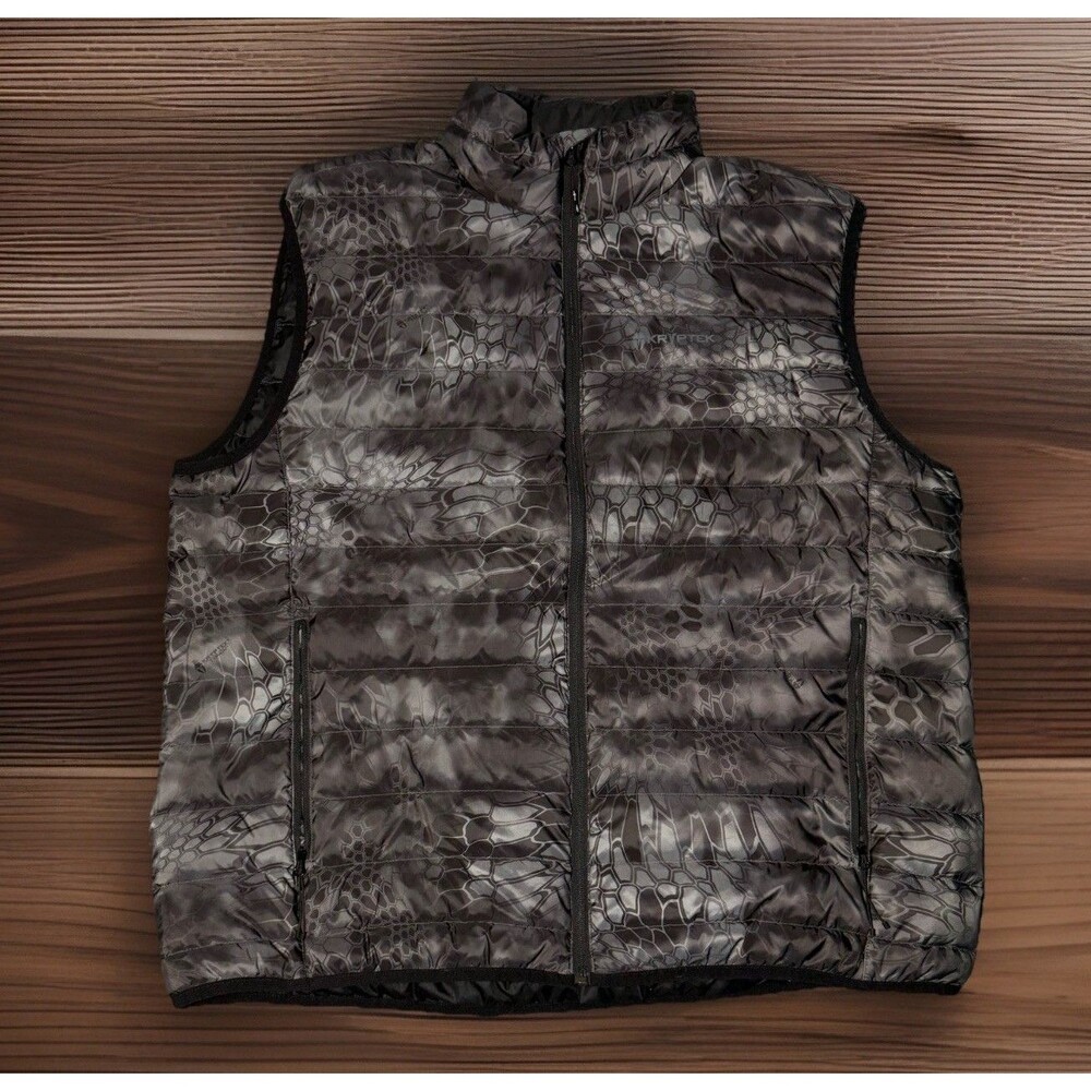 Kryptek Cirius Camo Puffer Vest Black Grey Goose Down Hunting Mens Size‎ 3XL